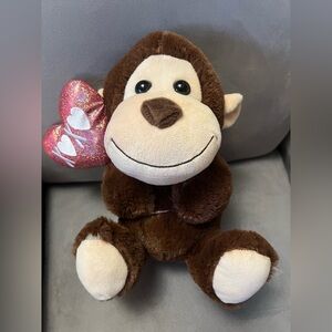 Hug Me Plush Monkey with XOXO Heart Balloon Stuffed Toy 11”